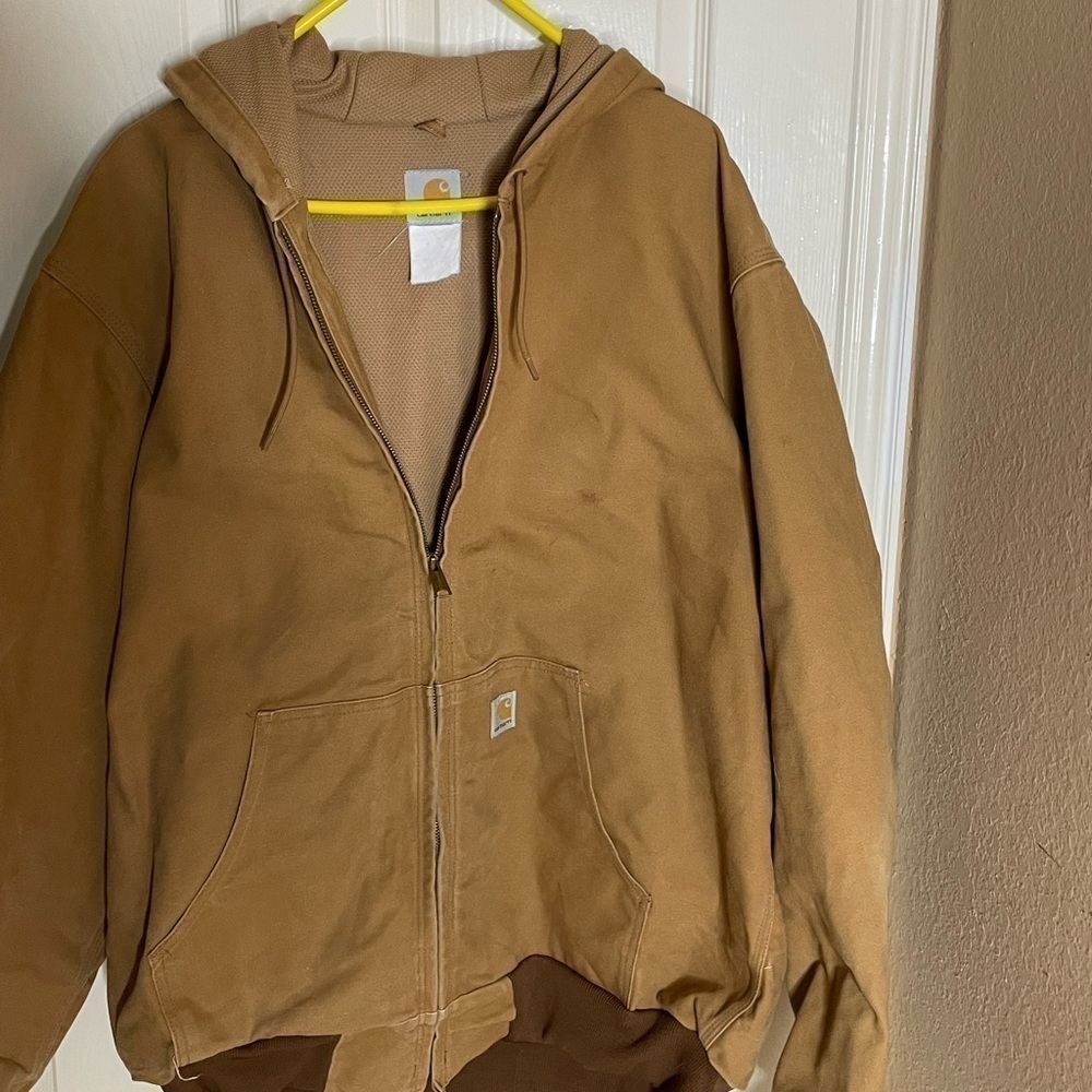 Carhartt Active Jacket Y2K Mesh Lined Full-Zip Hooded Coat, Brown Tan, Mens XL   - Picture 6 of 14